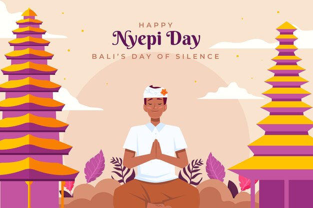 Vector gratuito fondo plano nyepi