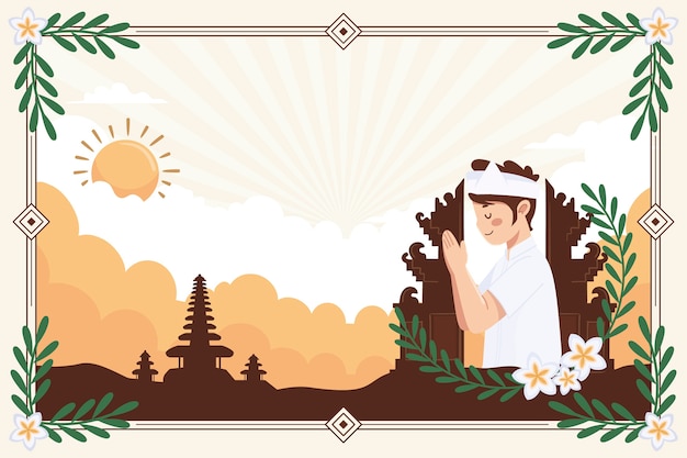 Vector gratuito fondo plano nyepi