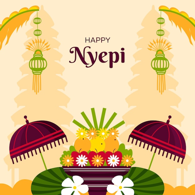 Vector gratuito fondo plano nyepi