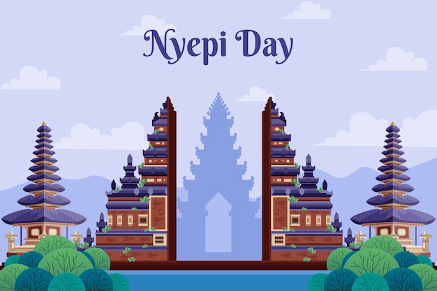 Vector gratuito fondo plano para nyepi