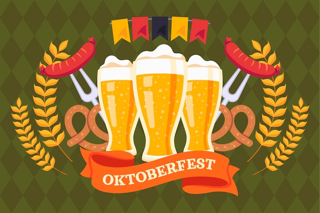 Vector gratuito fondo plano oktoberfest