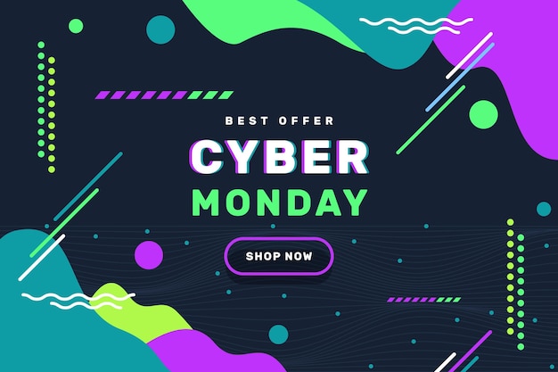 Fondo plano ondulado cyber monday
