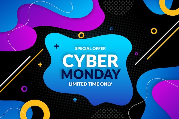 Fondo plano ondulado cyber monday