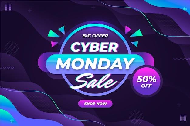 Fondo plano ondulado cyber monday