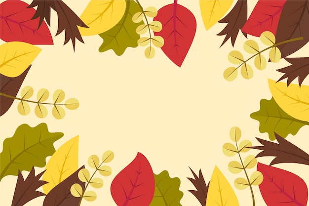 Vector gratuito fondo plano de otoño con hojas