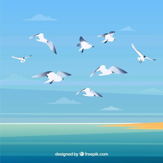 Fondo plano de pájaros volando