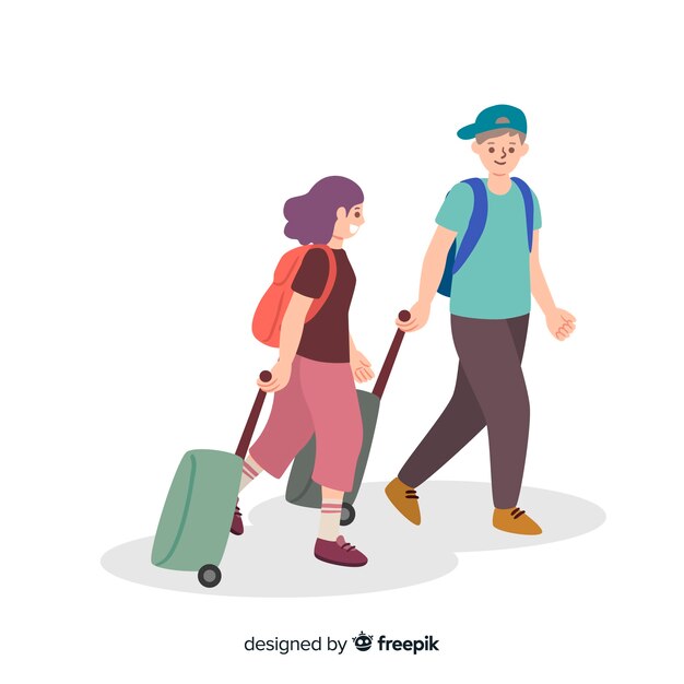 Fondo plano pareja viajando