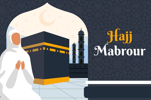 Fondo plano para la peregrinación hajj islámica