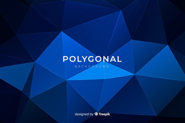 Fondo plano poligonal azul oscuro