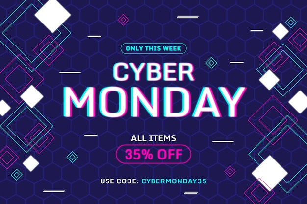 Fondo plano poligonal cyber monday