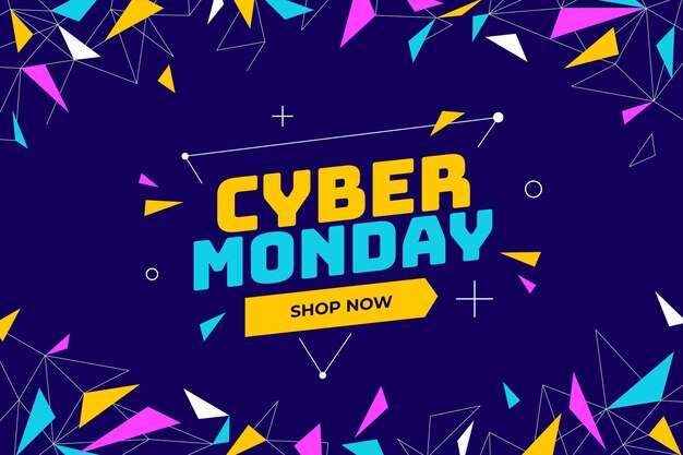 Fondo plano poligonal cyber monday