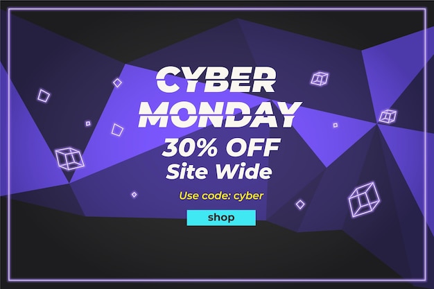 Vector gratuito fondo plano poligonal cyber monday