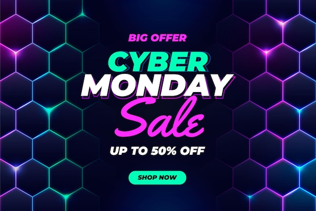 Vector gratuito fondo plano poligonal cyber monday