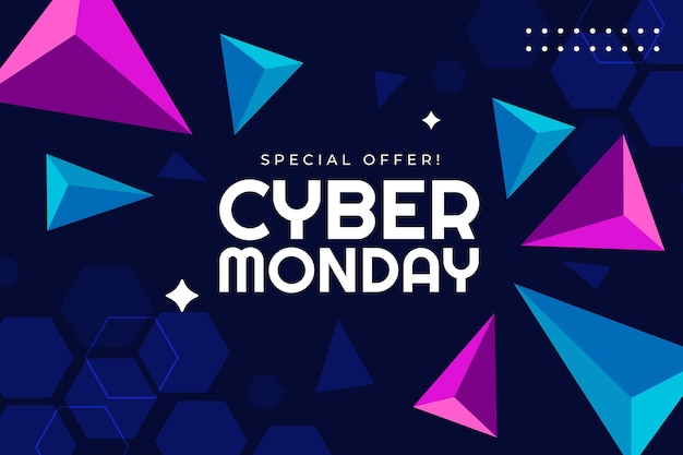 Vector gratuito fondo plano poligonal cyber monday