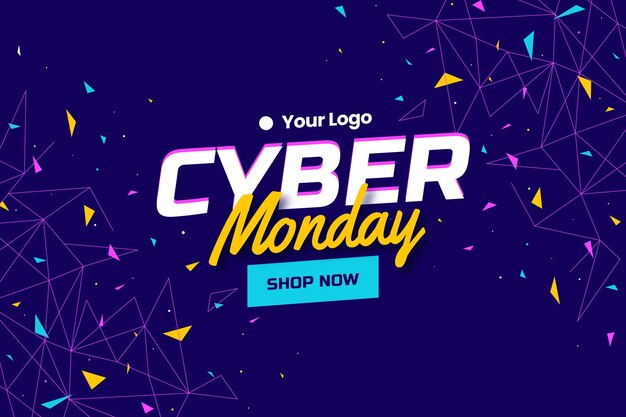 Fondo plano poligonal cyber monday