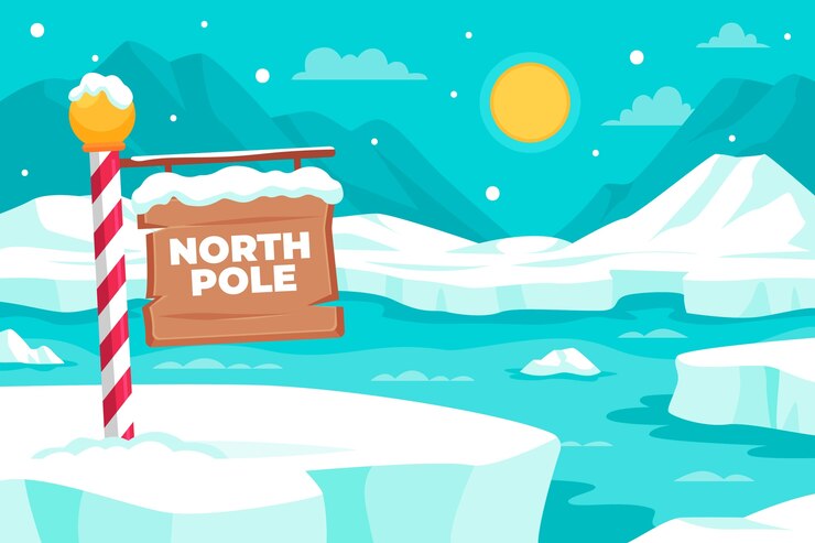 Vector gratuito fondo plano del polo norte de invierno