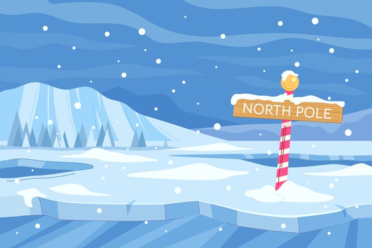 Vector gratuito fondo plano del polo norte de invierno