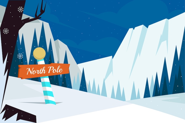 Vector gratuito fondo plano del polo norte de la temporada de invierno