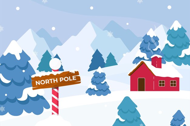 Fondo plano del polo norte de la temporada de invierno
