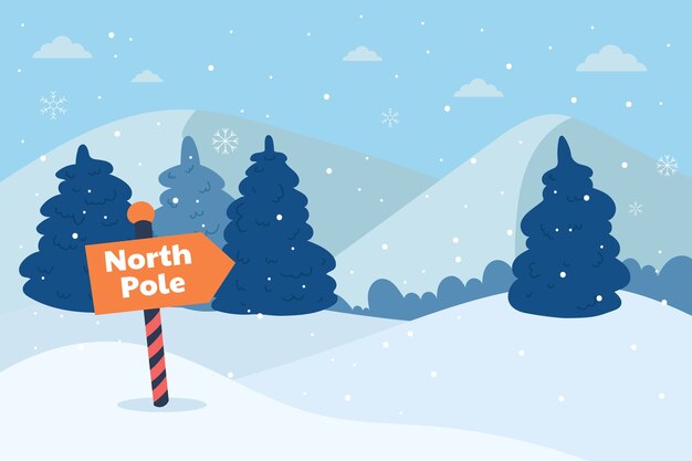 Fondo plano del polo norte de la temporada de invierno