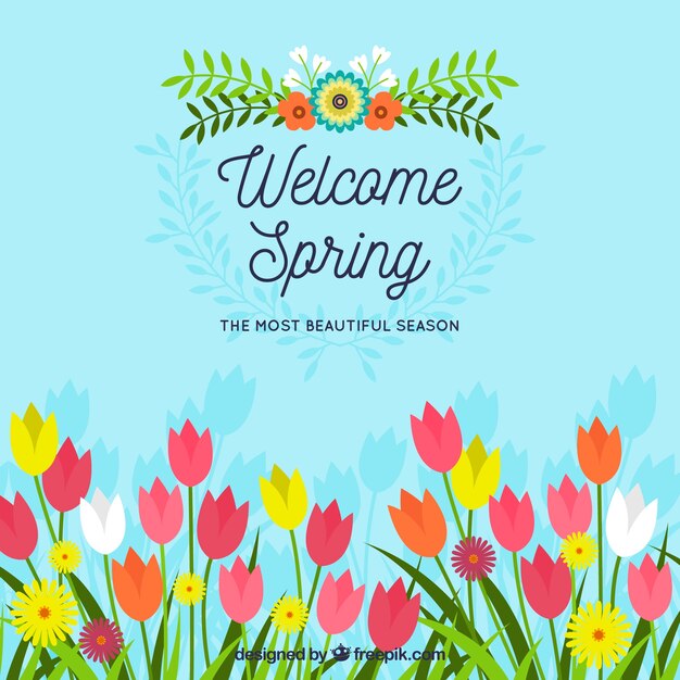Fondo plano de primavera
