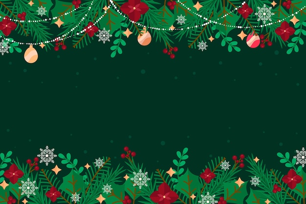 Fondo plano ramas de árboles de navidad