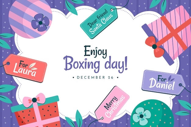 Vector gratuito fondo plano de rebajas de boxing day