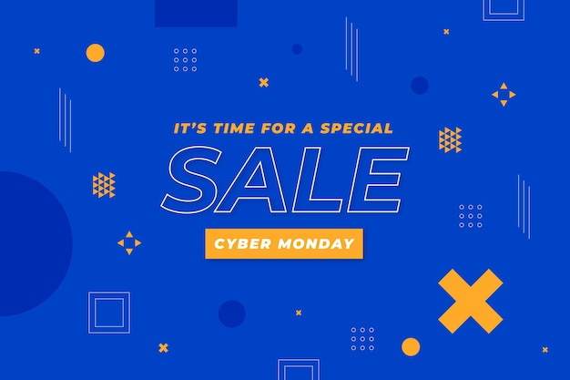 Vector gratuito fondo plano de rebajas de cyber monday