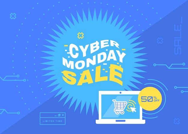 Fondo plano de rebajas de cyber monday