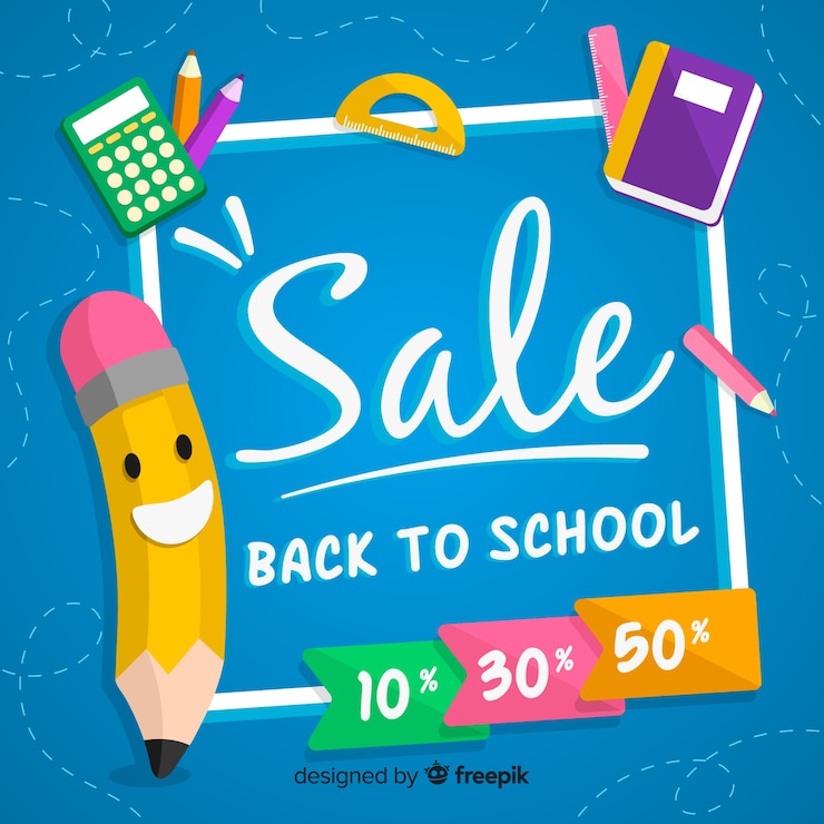 Vector gratuito fondo plano de rebajas de regreso a la escuela