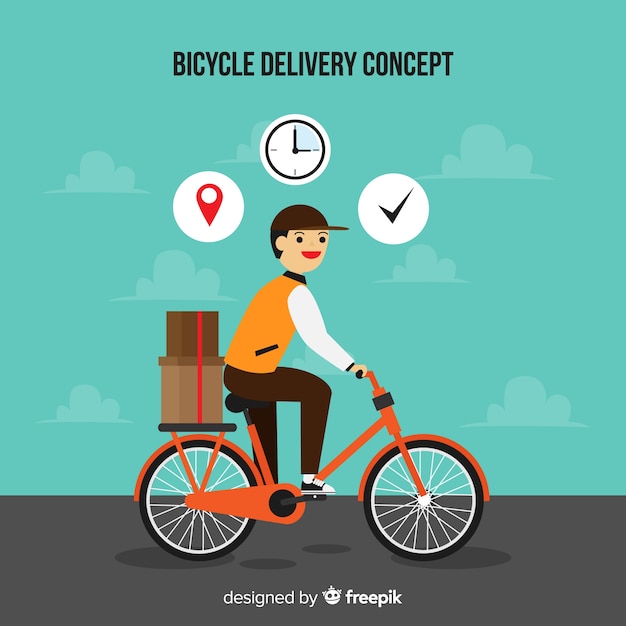 Fondo plano repartidor en bicicleta