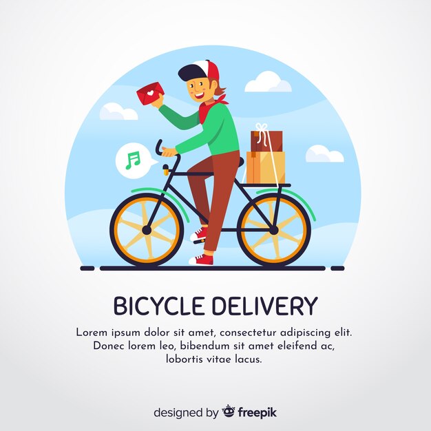 Fondo plano repartidor en bicicleta