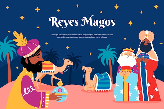 Vector gratuito fondo plano reyes magos