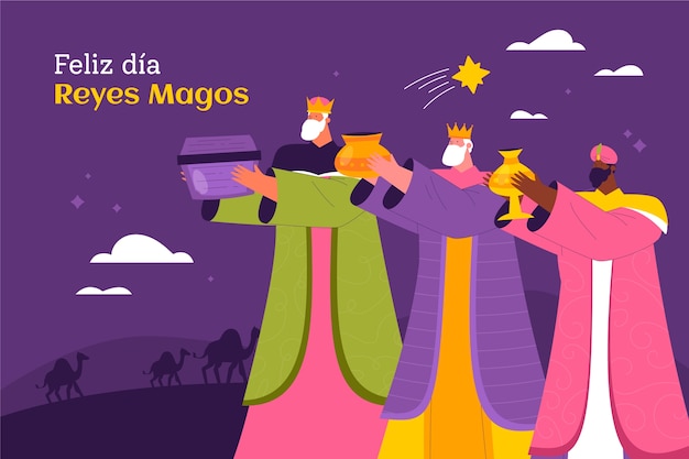 Vector gratuito fondo plano reyes magos