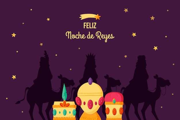 Vector gratuito fondo plano reyes magos