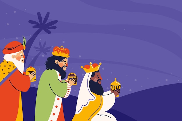 Vector gratuito fondo plano reyes magos