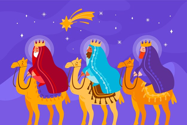 Vector gratuito fondo plano para reyes magos