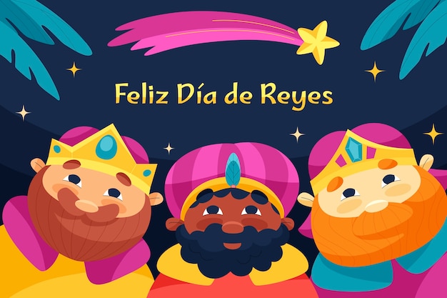 Vector gratuito fondo plano reyes magos