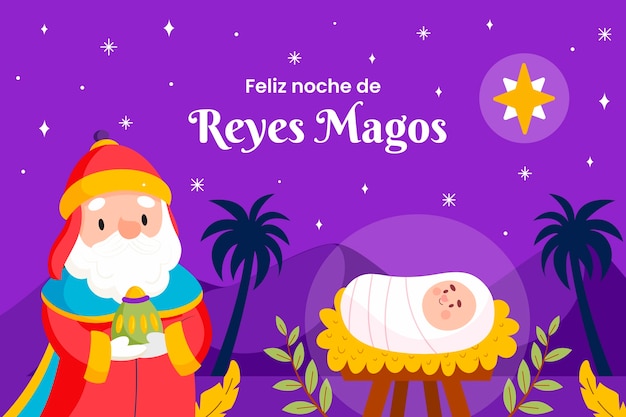 Vector gratuito fondo plano para reyes magos