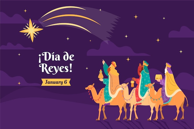 Vector gratuito fondo plano para reyes magos