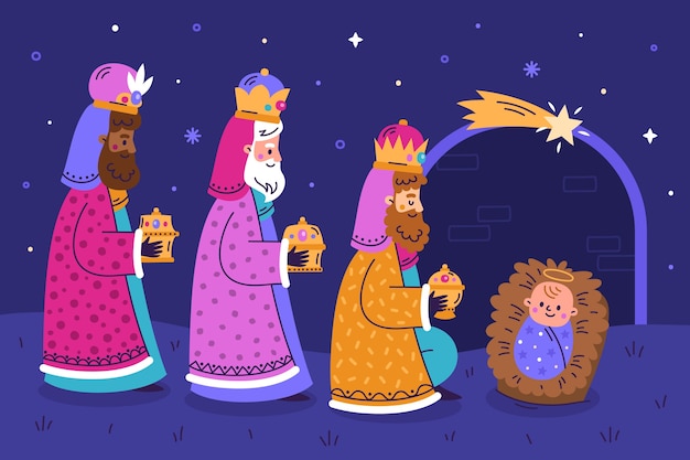 Vector gratuito fondo plano para reyes magos