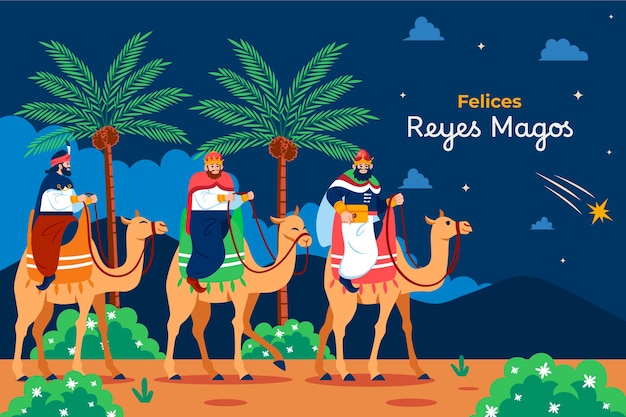 Vector gratuito fondo plano para reyes magos