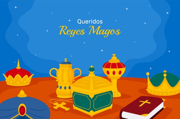 Vector gratuito fondo plano para reyes magos