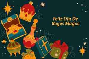 Vector gratuito fondo plano para reyes magos