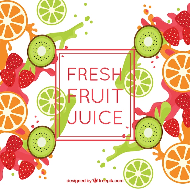 Fondo plano con rodajas de fruta