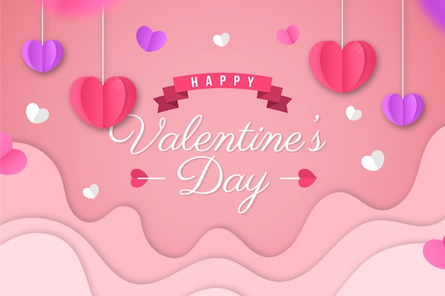 Vector gratuito fondo plano de san valentín y corazones colgantes