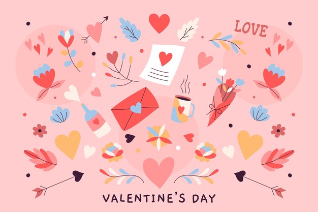 Fondo plano de san valentín