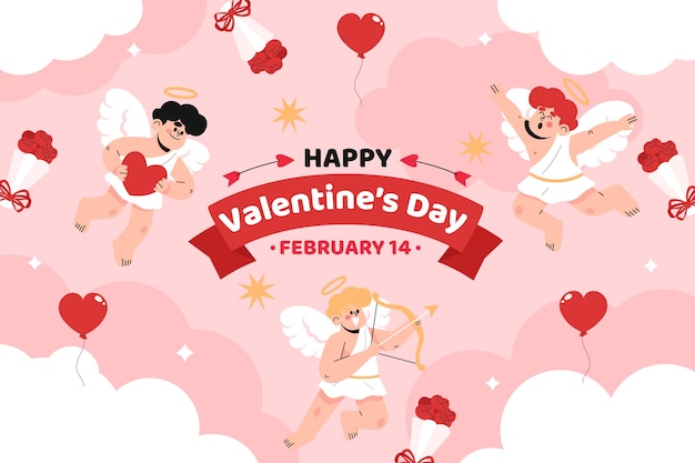 Vector gratuito fondo plano de san valentín