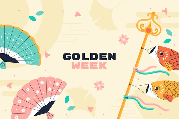 Fondo plano de la semana dorada japonesa