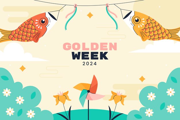 Fondo plano de la semana dorada japonesa